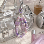 Iridescent Lavender Bow Charm Keychain