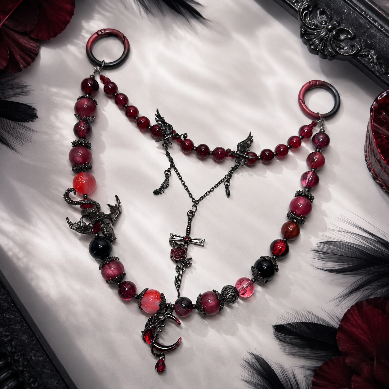 Dragon & Raven Gothic Bag Charm