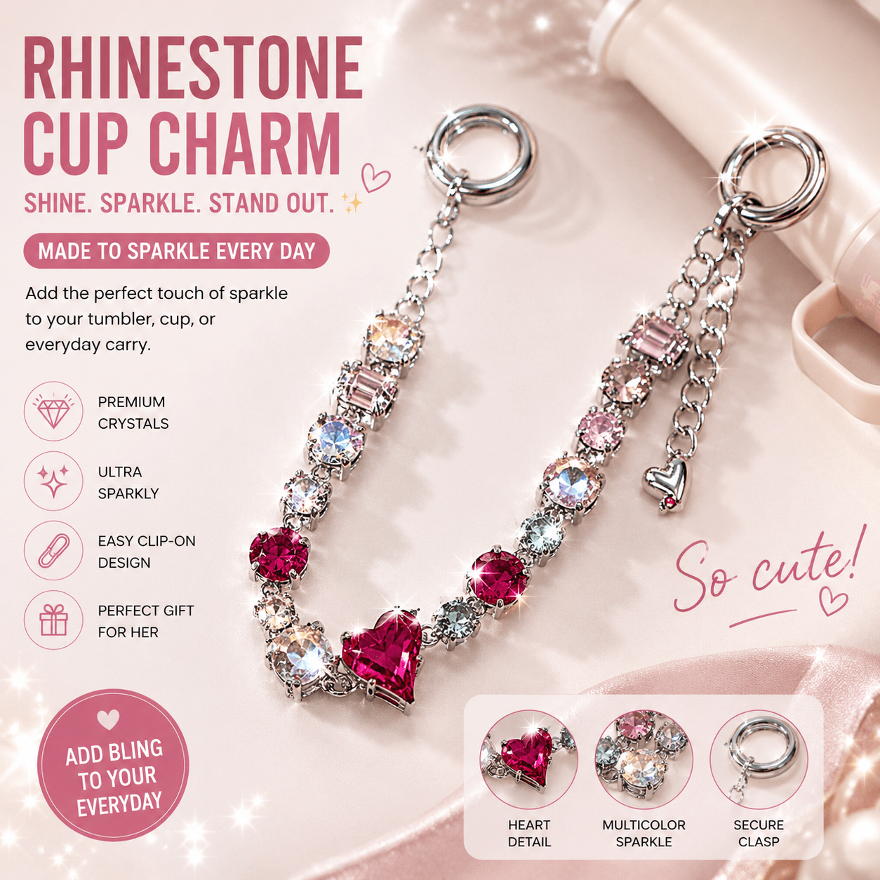 Sweetheart Sparkle Cup Charm