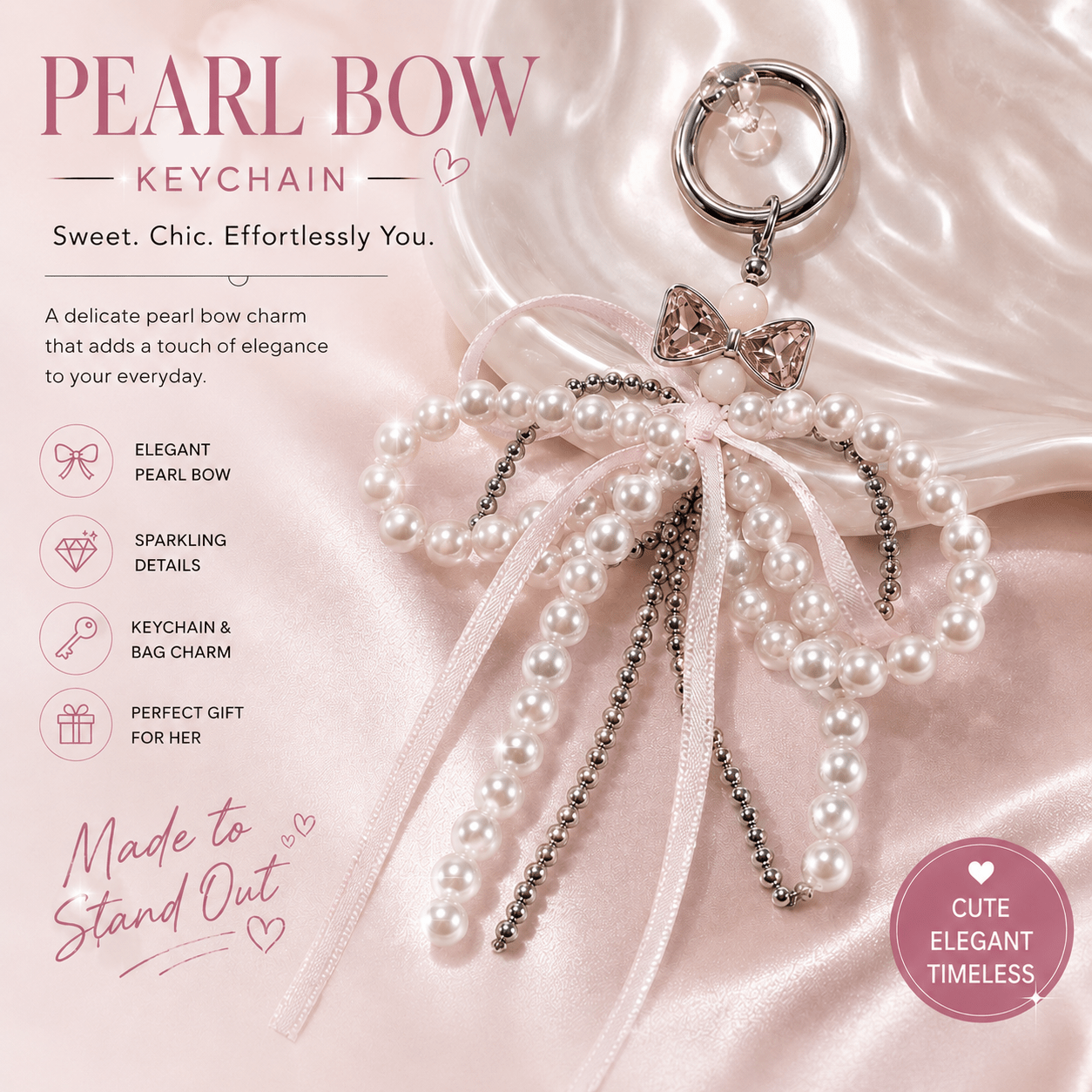 Coquette Pearl Bow Bag Charm