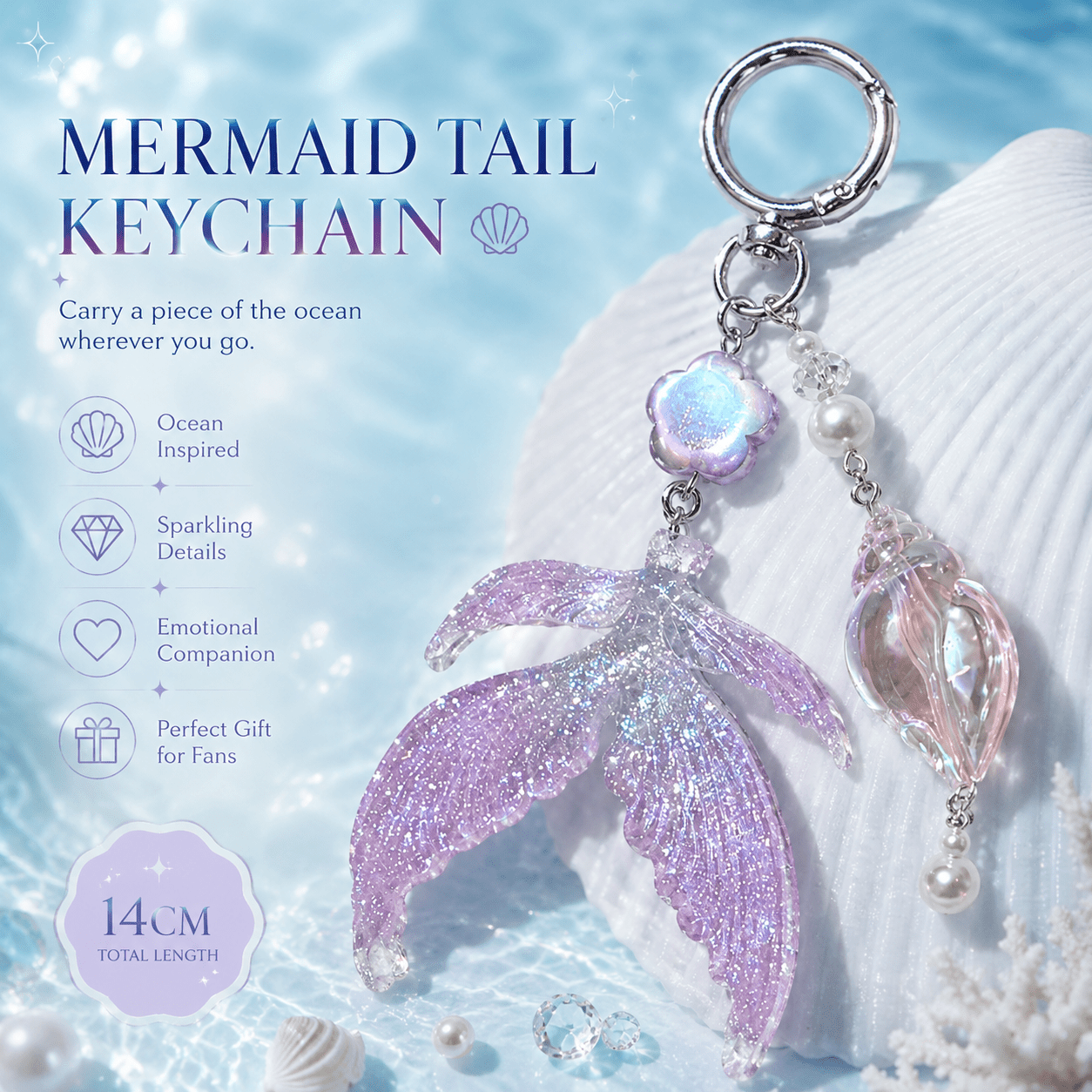 Mermaid Ocean Charm Keychain