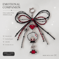 Crimson Heart Beaded Bow Keychain Charm