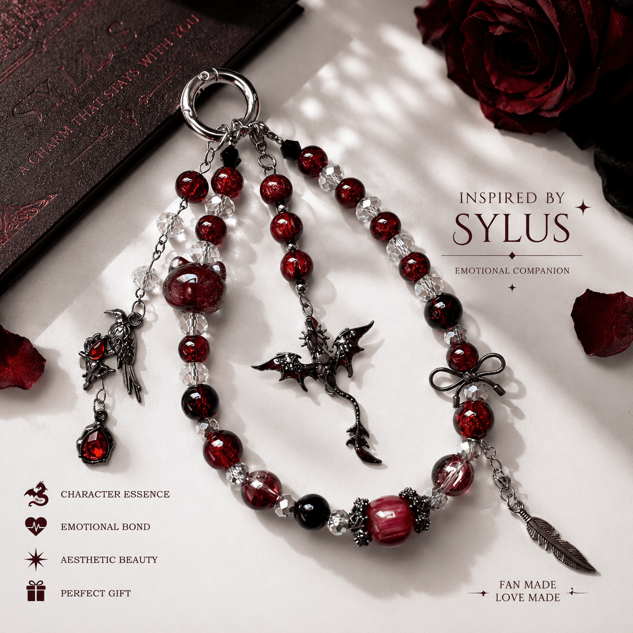 Crimson Dragon Phone Charm